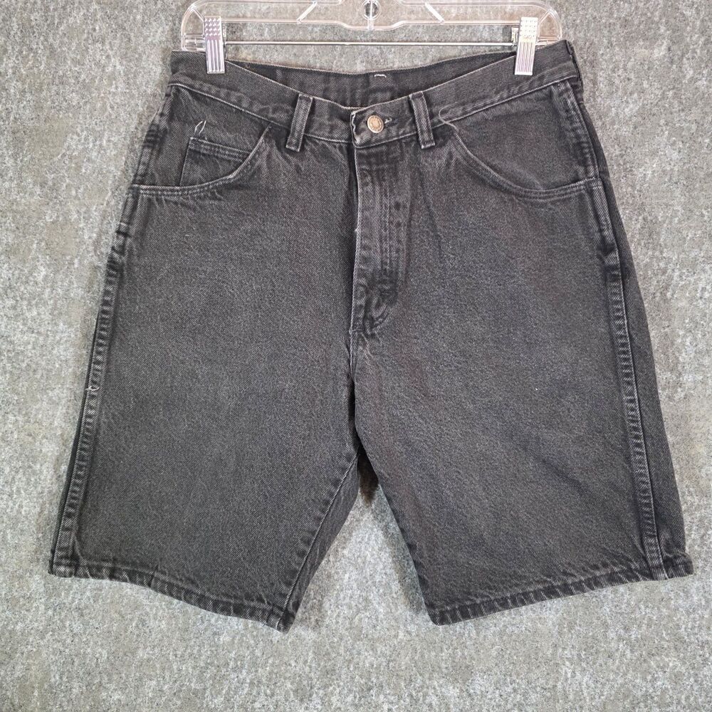 VTG Wrangler 66611CB Men's 32 Black Denim Jean Shorts Made USA 90s 9"